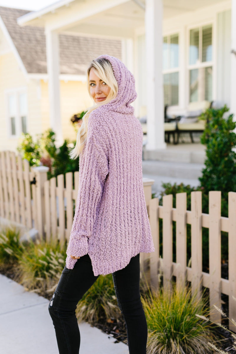 Sugar Plum Popcorn Knit Hooded Sweater