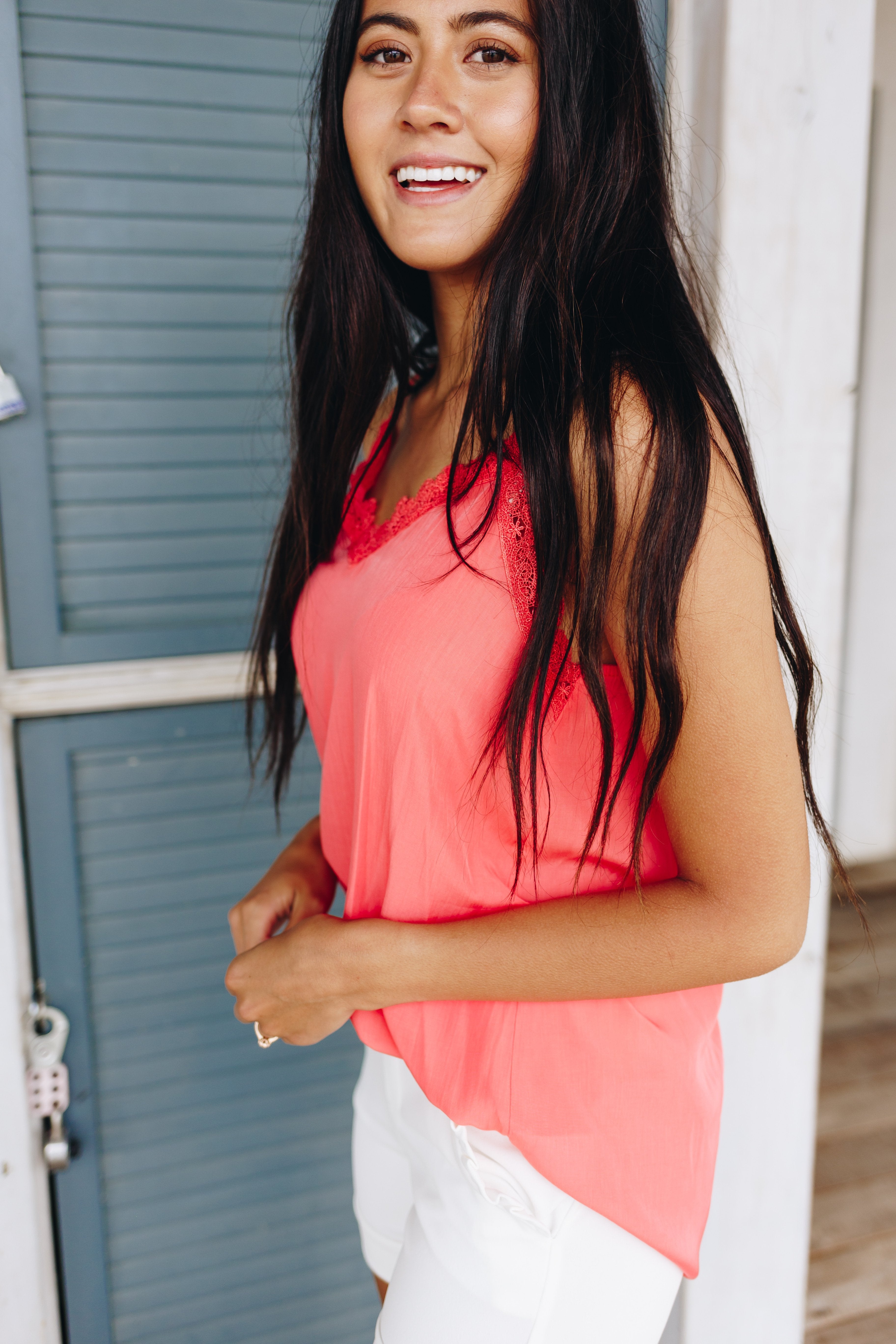 Sugar + Spice Lace Camisole In Coral