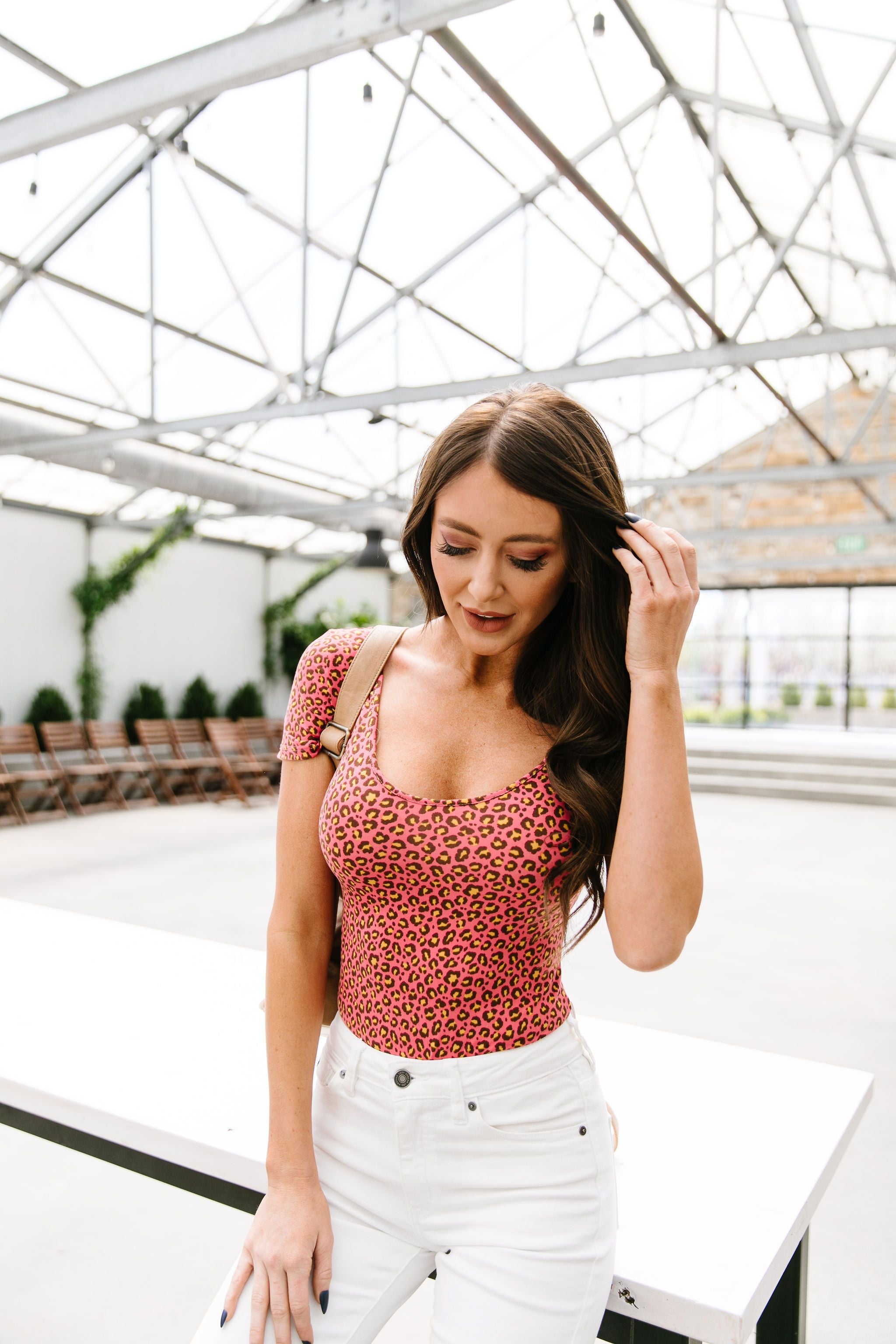 Sultry Spotted Bodysuit In Rose