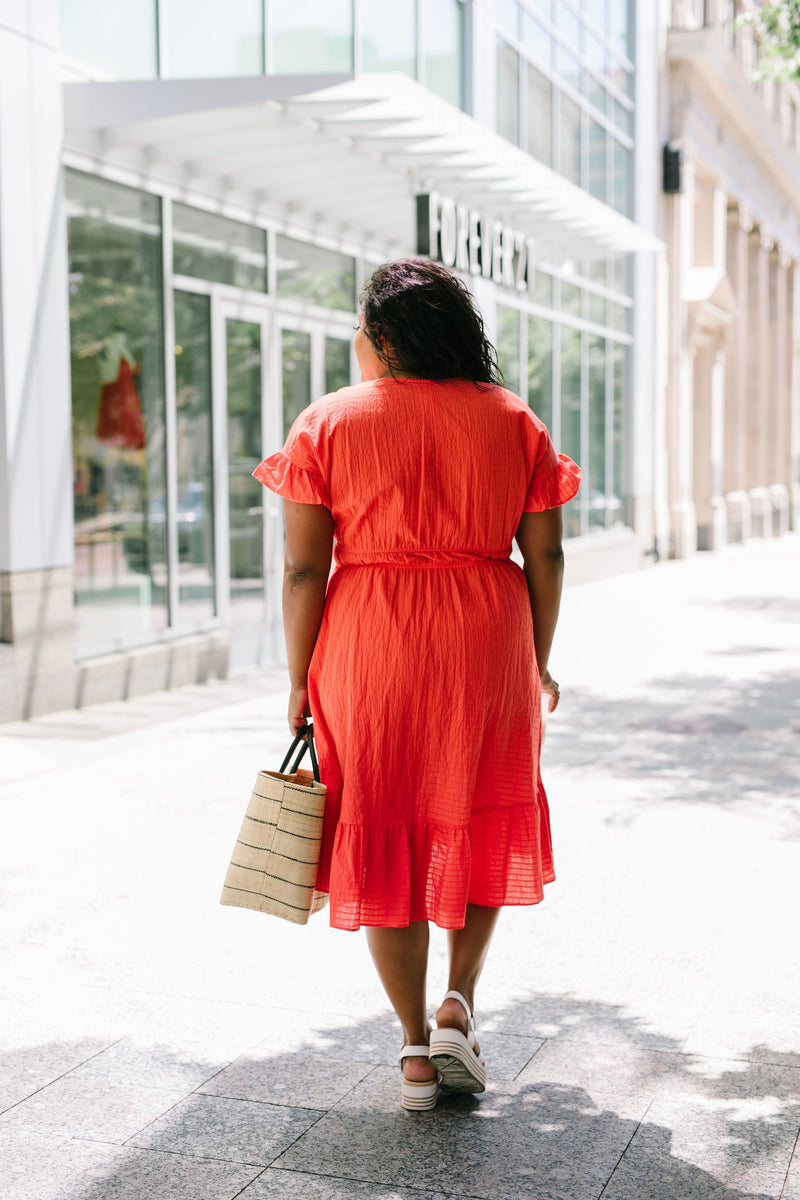 Summer Fling Coral Midi Dress