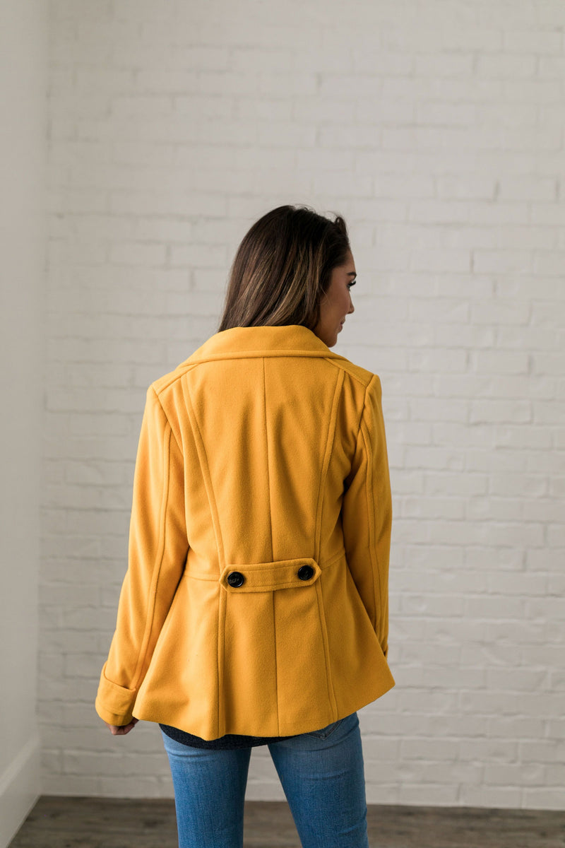 Sunshine Yellow Peacoat - ALL SALES FINAL