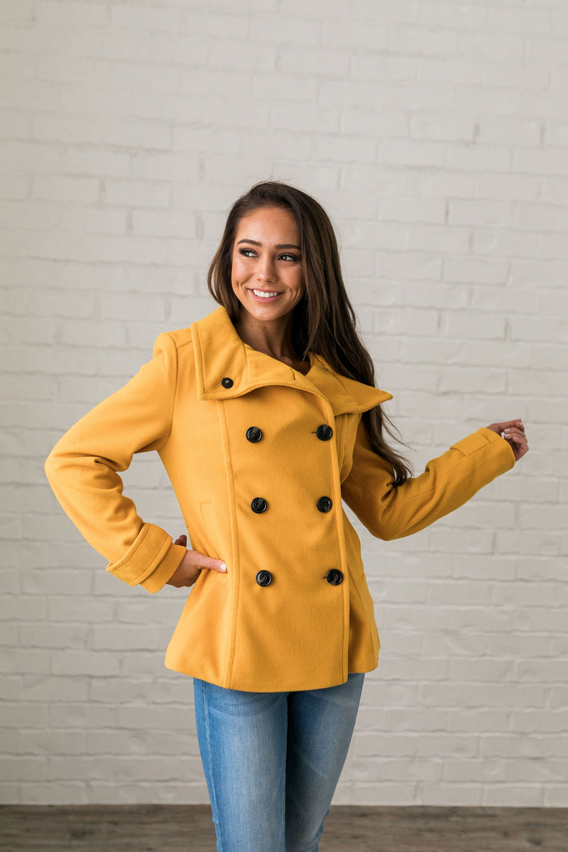 Sunshine Yellow Peacoat - ALL SALES FINAL