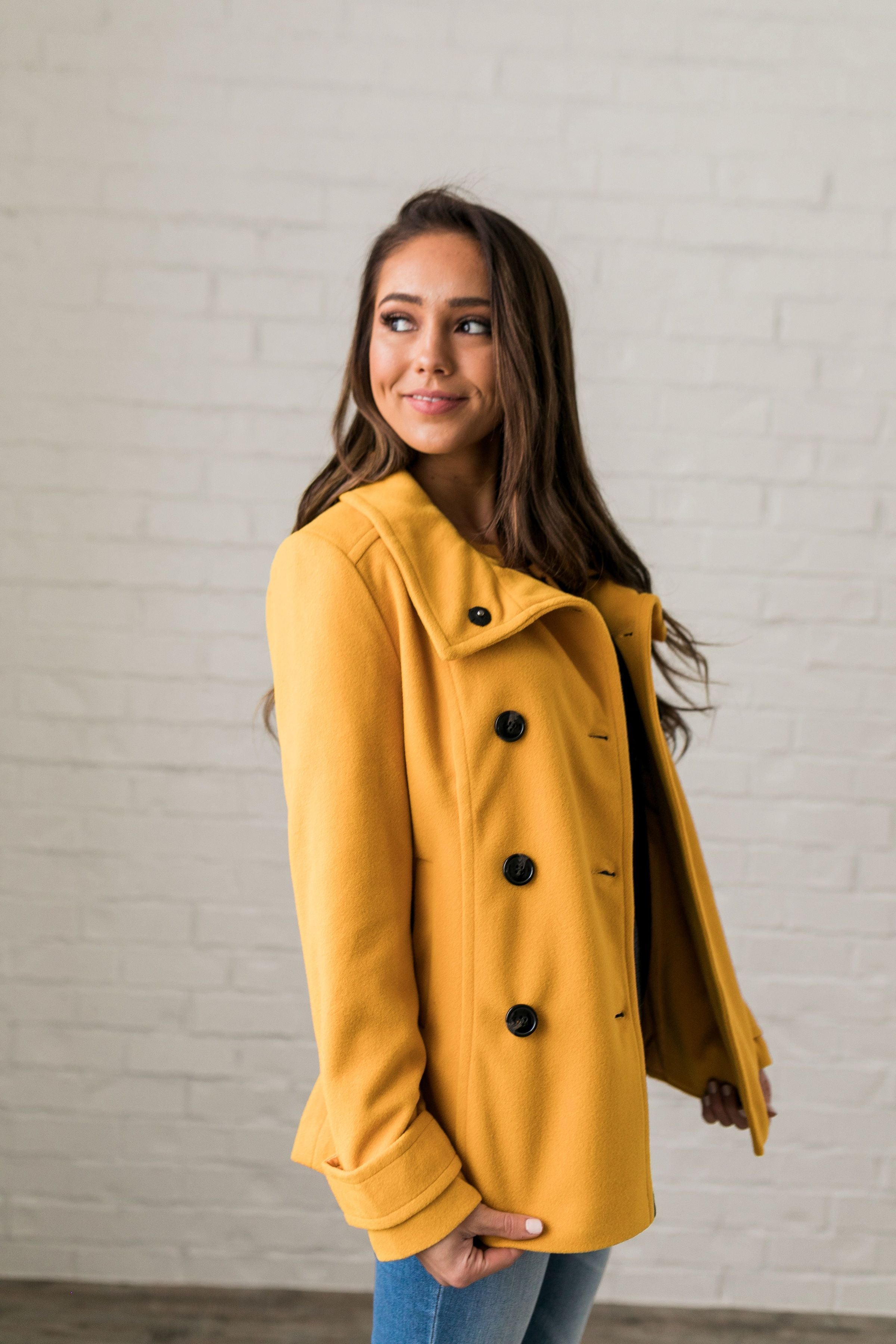 Sunshine Yellow Peacoat - ALL SALES FINAL