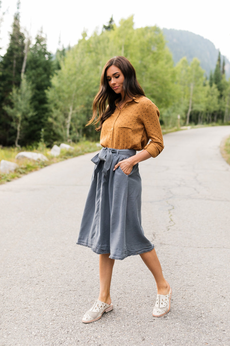 Tenley Tencel Skirt In Slate