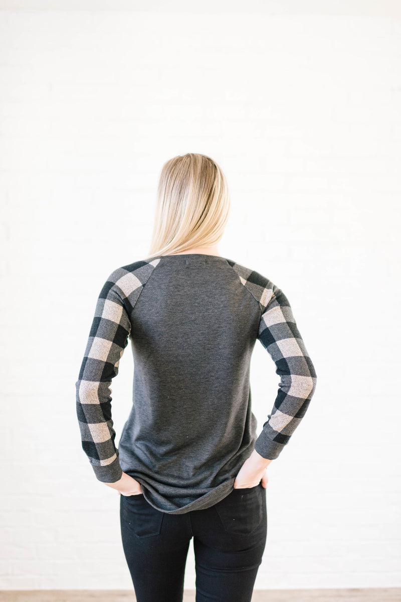 The Cooper Casual Top in Taupe & Gray