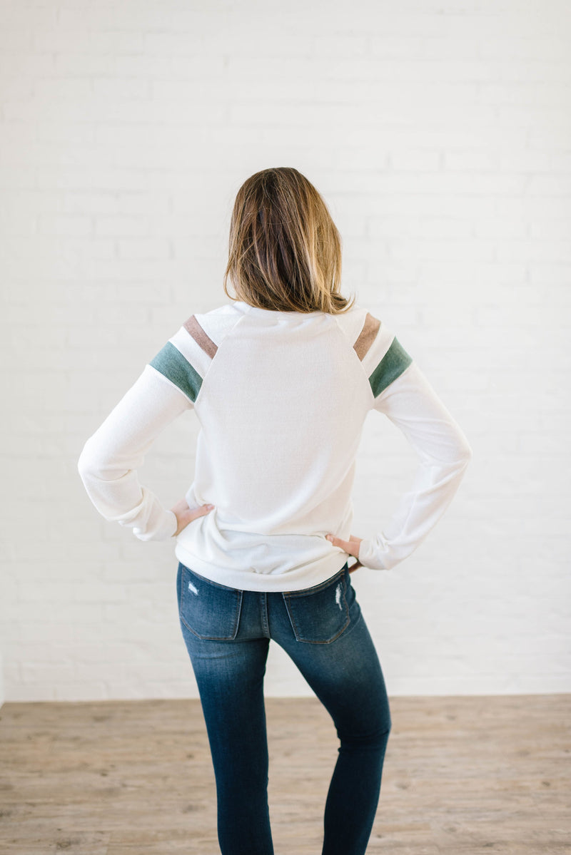 The Harlow Striped Long Sleeve Top in Cream