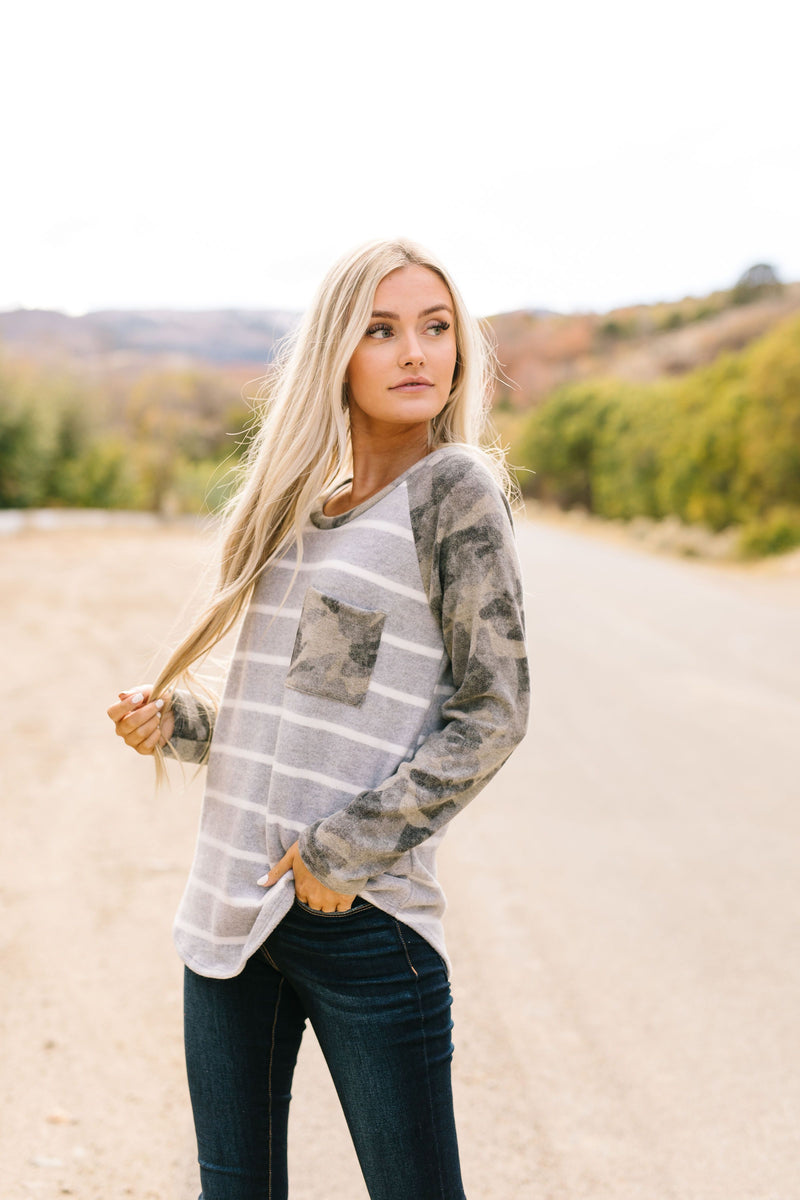 The Hunt Is Over Camouflage Raglan Sleeved Top - ALL SALES FINAL