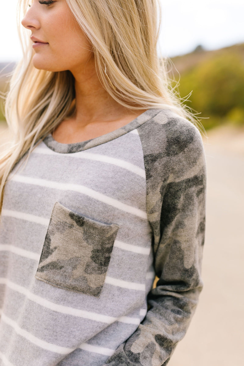 The Hunt Is Over Camouflage Raglan Sleeved Top - ALL SALES FINAL