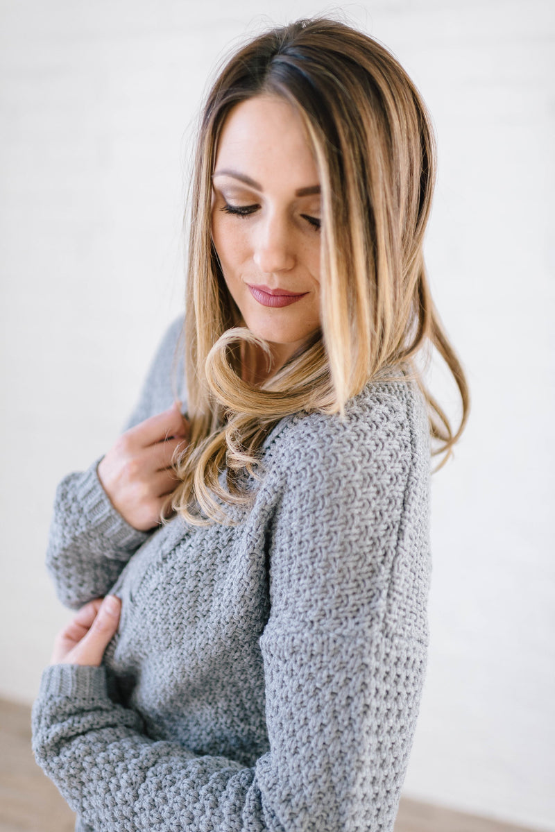 The London Cable Knit Cardi in Gray