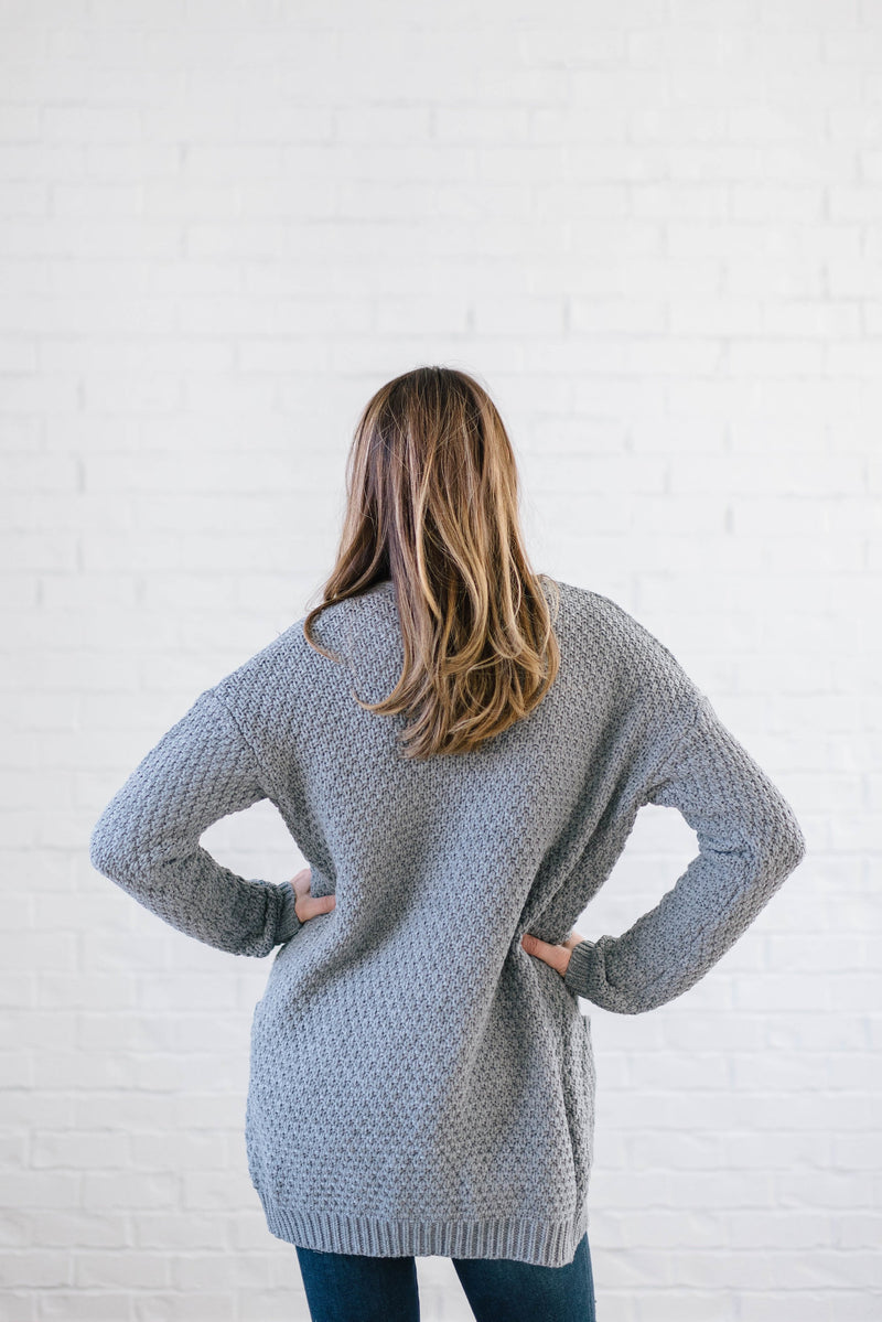 The London Cable Knit Cardi in Gray