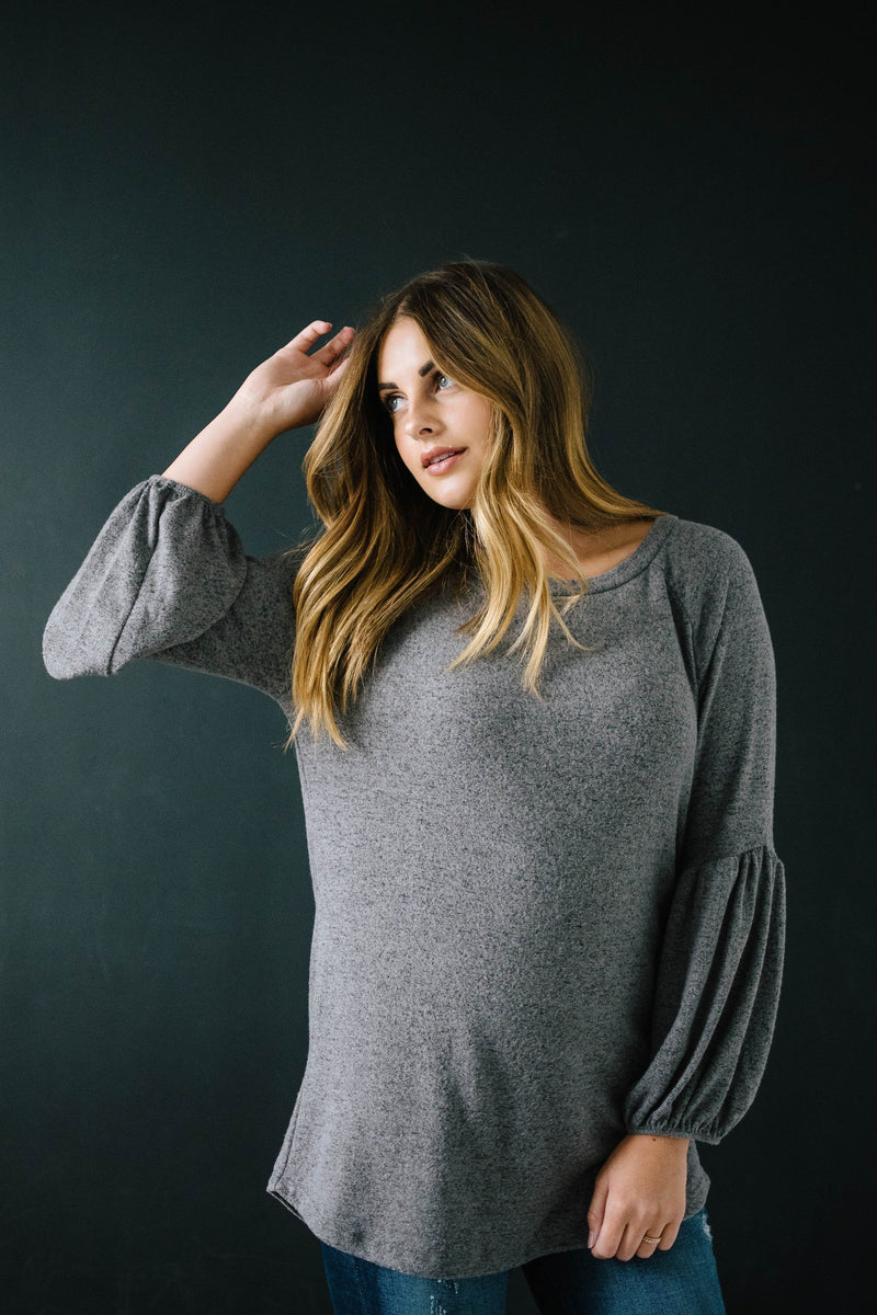 The Madison Top in Heathered Gray