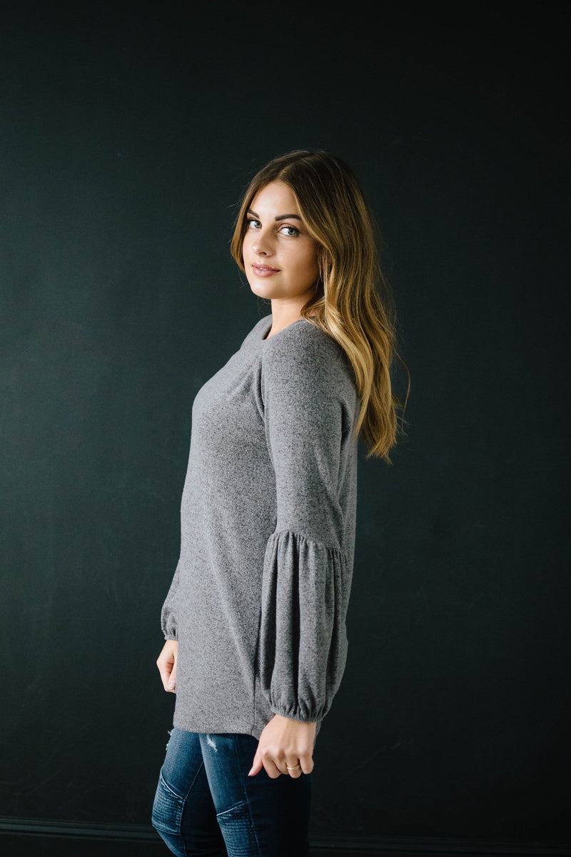 The Madison Top in Heathered Gray