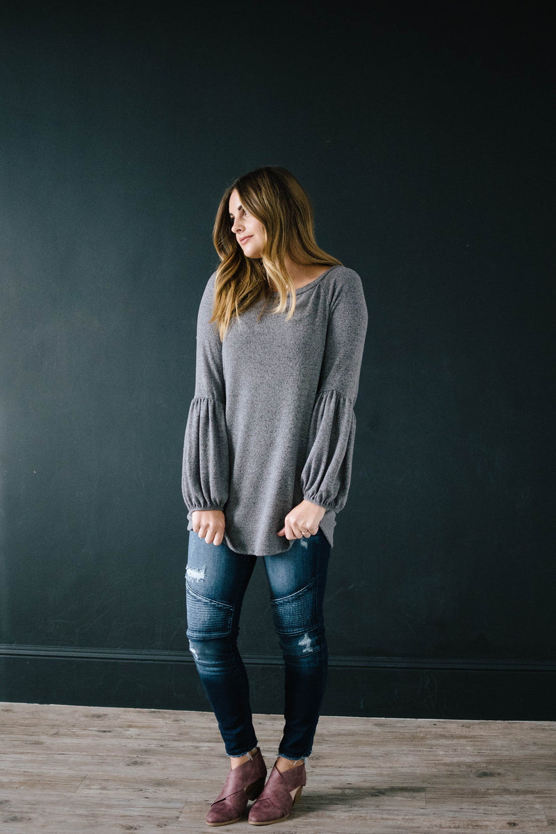 The Madison Top in Heathered Gray