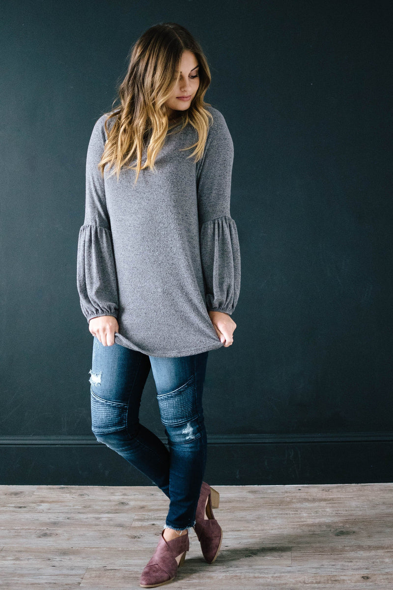 The Madison Top in Heathered Gray