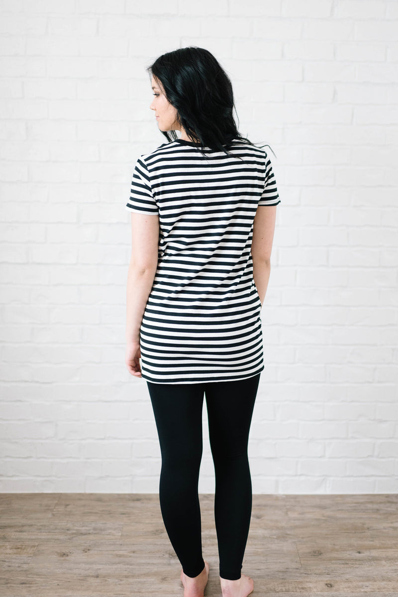 The Stacy Striped Dress in Black & White
