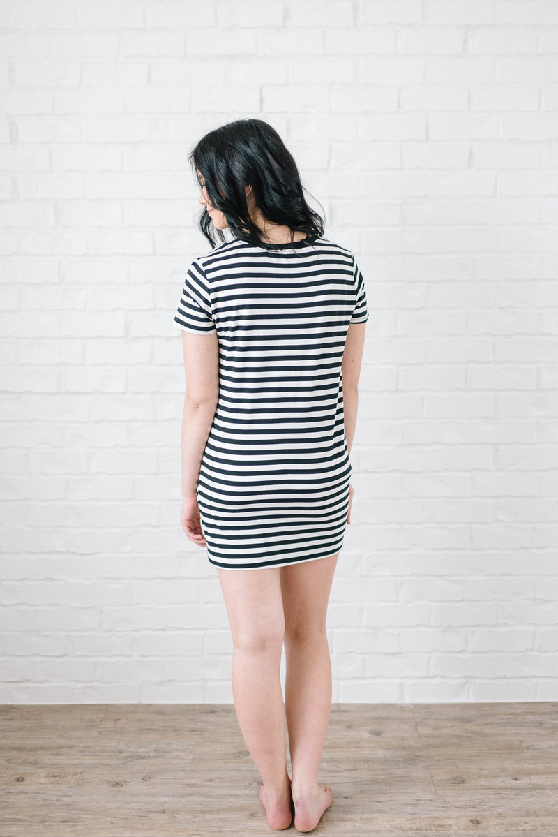 The Stacy Striped Dress in Black & White