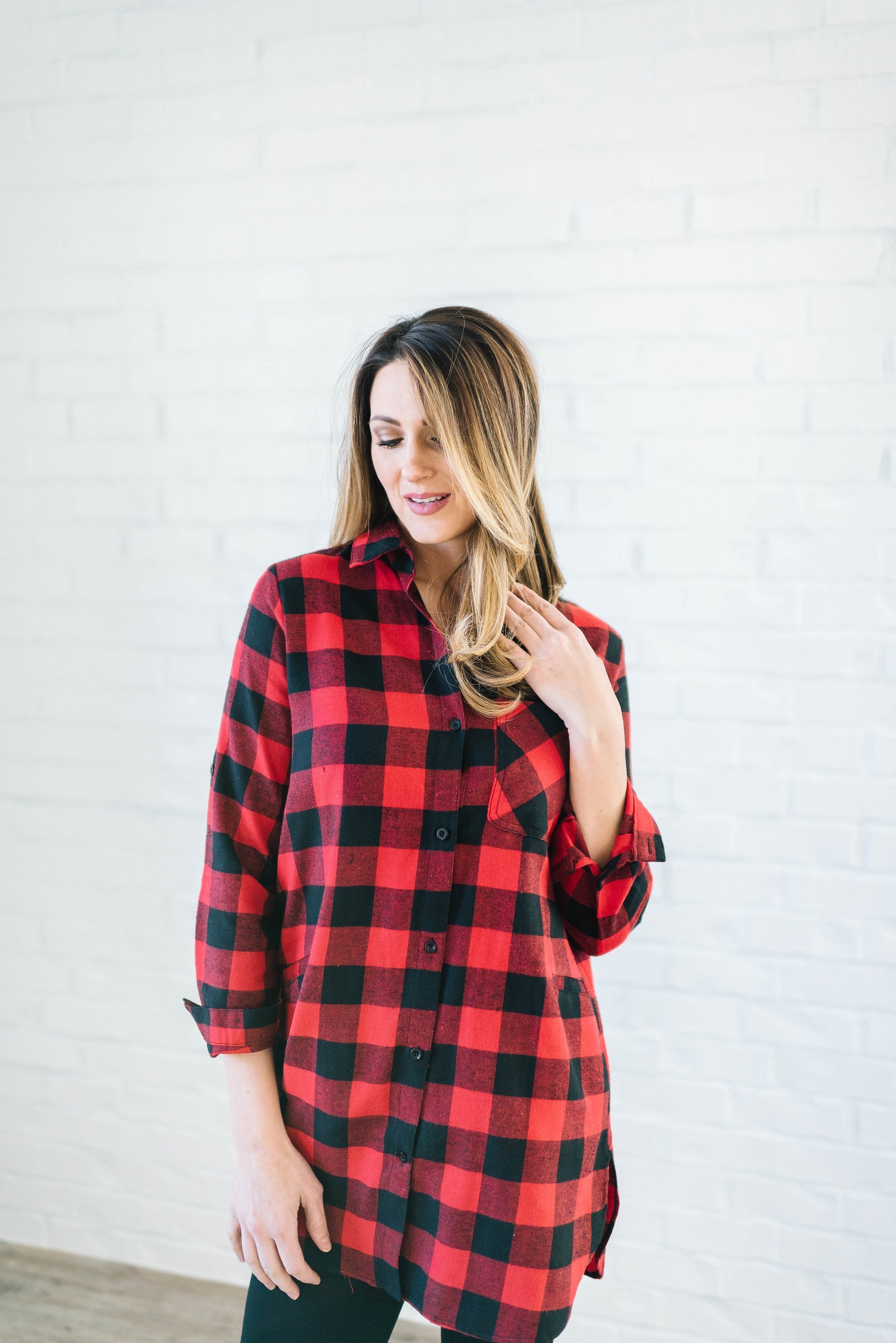 The Tristan Flannel Tunic in Red & Black