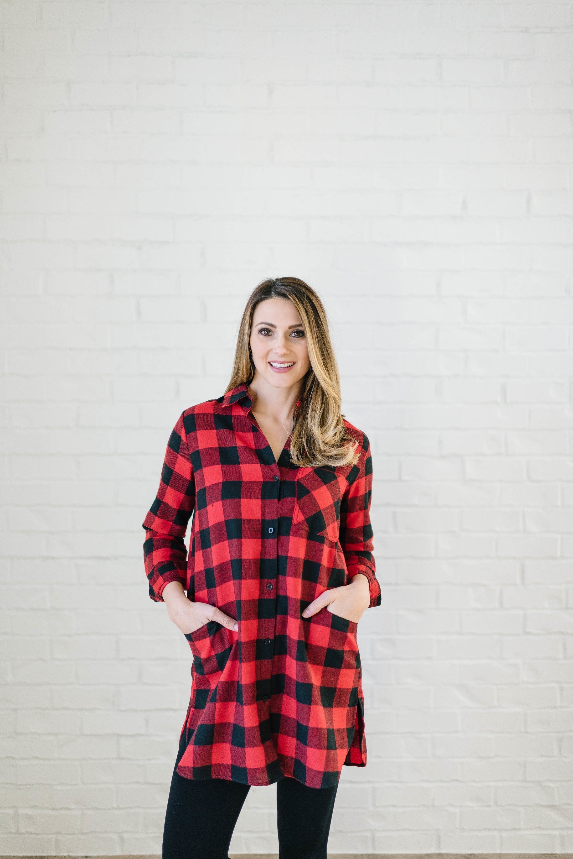 The Tristan Flannel Tunic in Red & Black