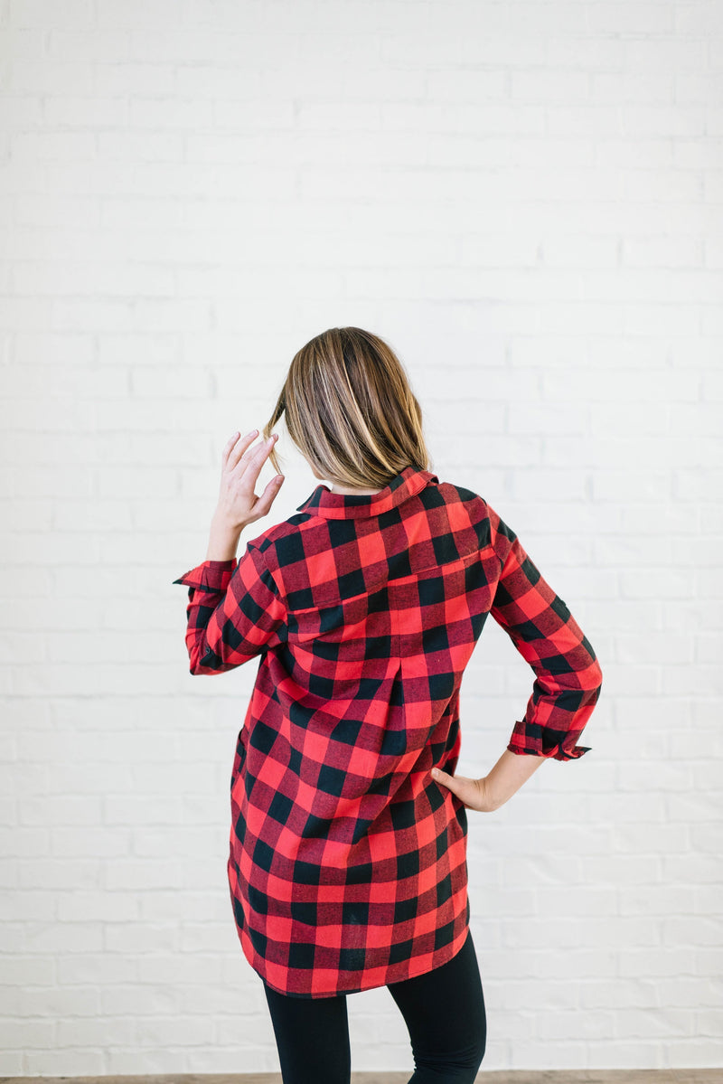 The Tristan Flannel Tunic in Red & Black