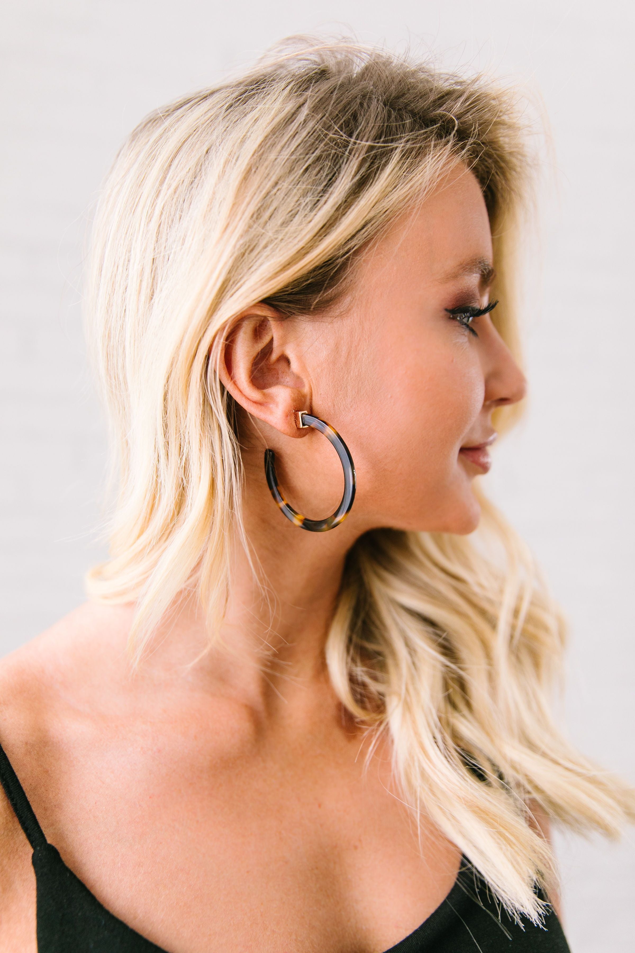 Tortoise Shell Hoop Earrings
