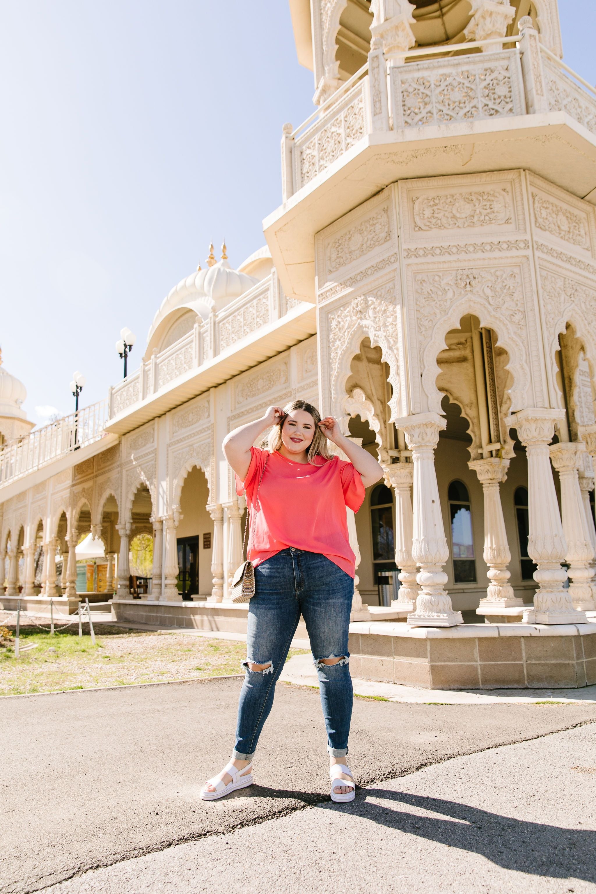 Tulip Sleeve Blouse In Coral