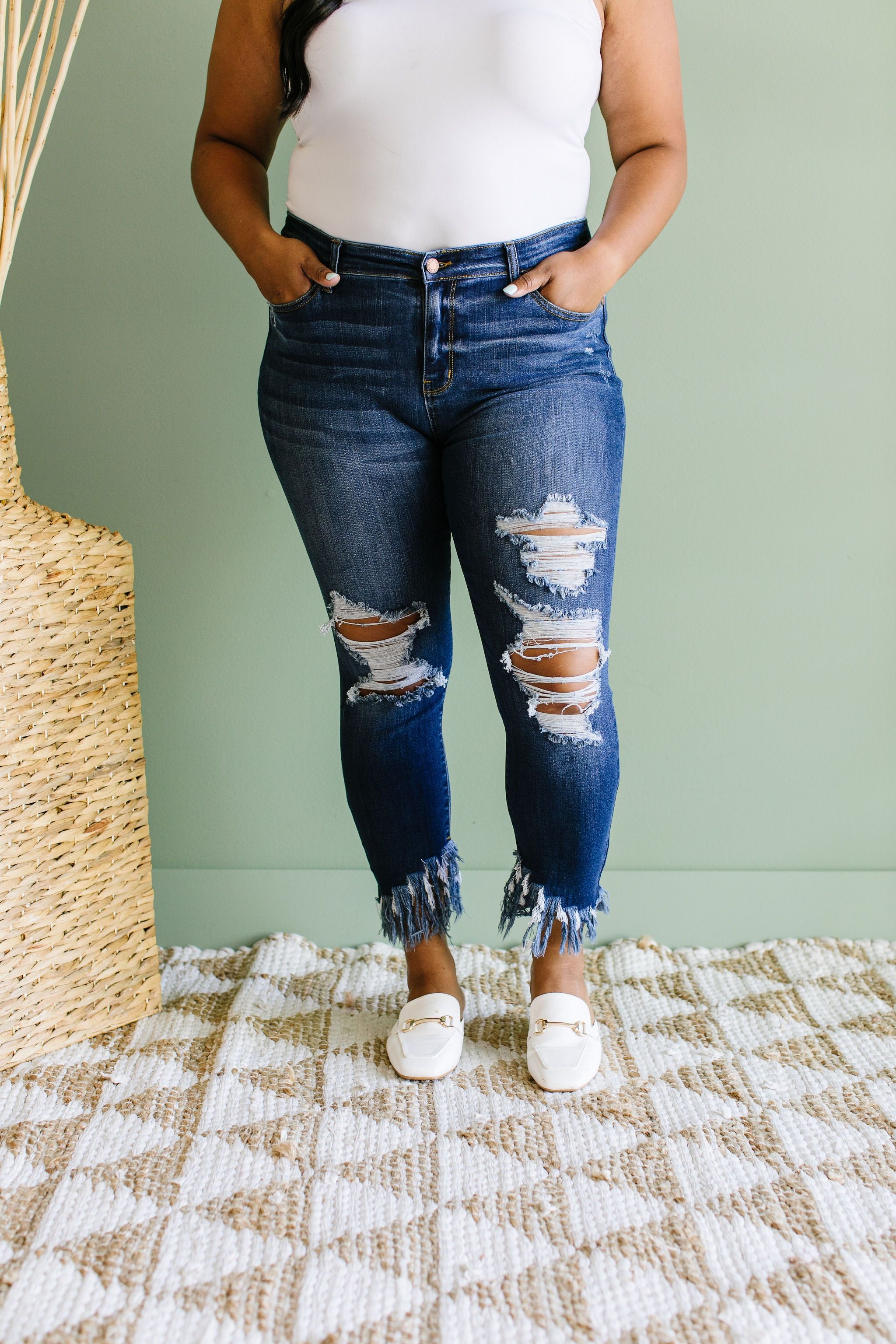 Twin Fringe Cropped Jeans