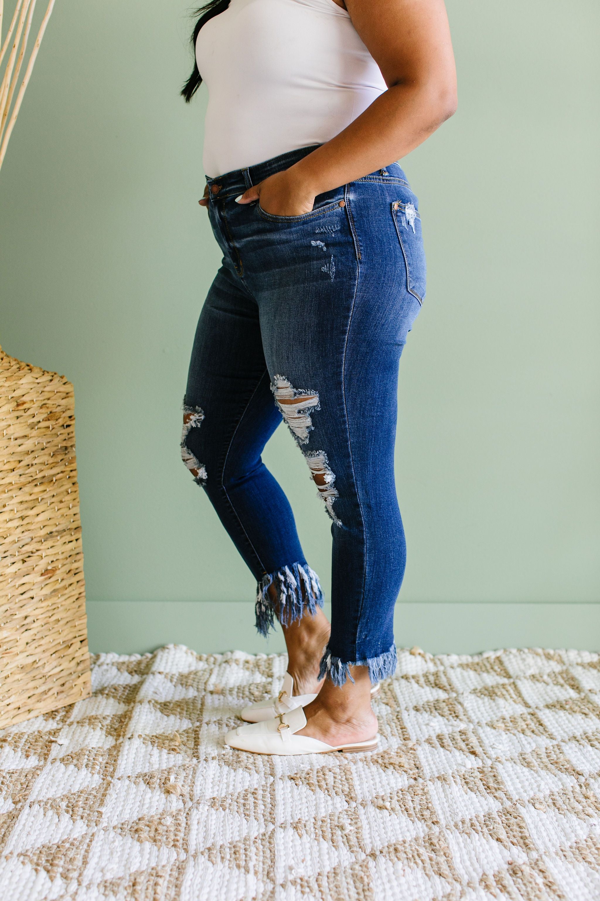 Twin Fringe Cropped Jeans