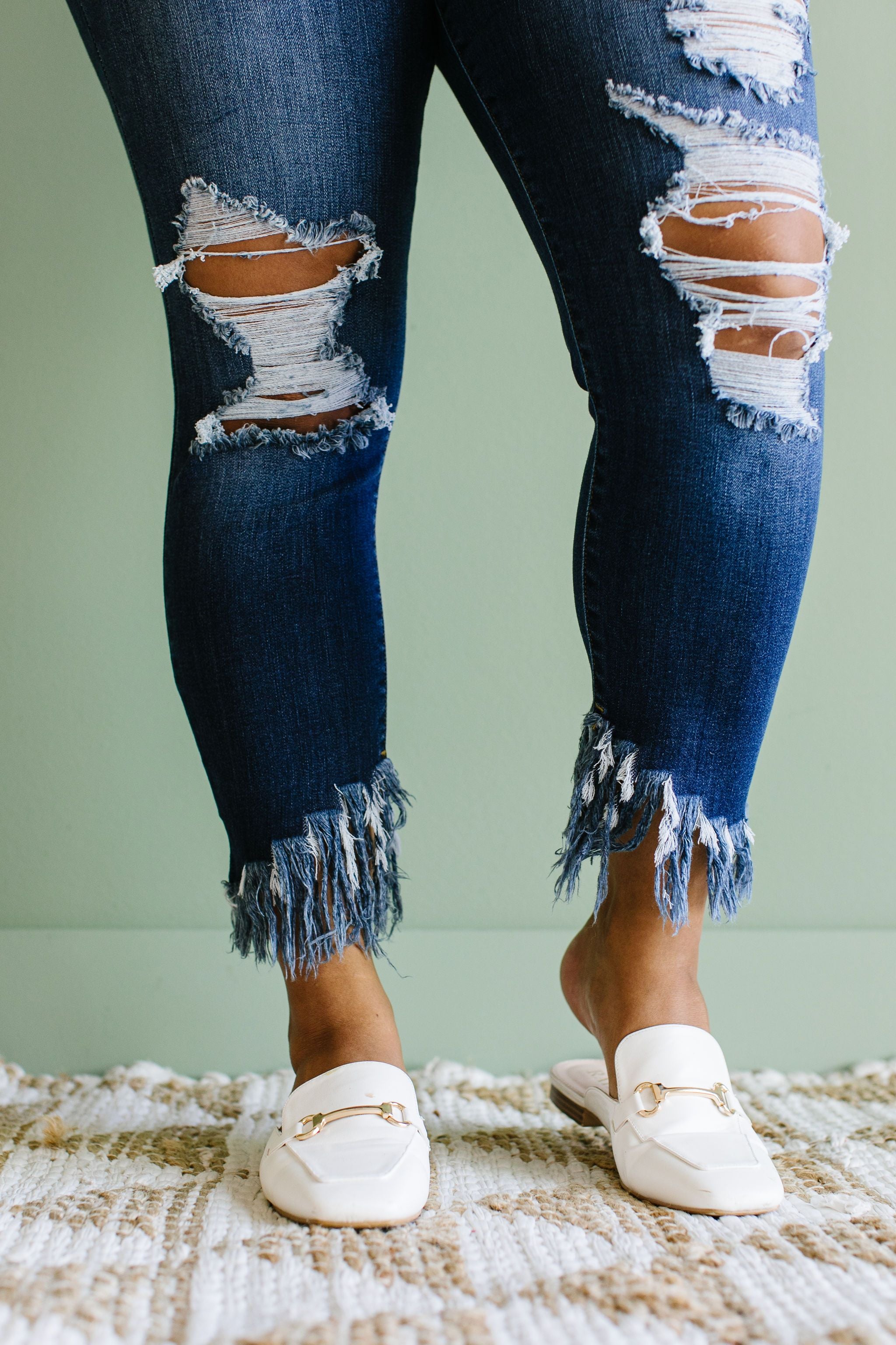 Twin Fringe Cropped Jeans