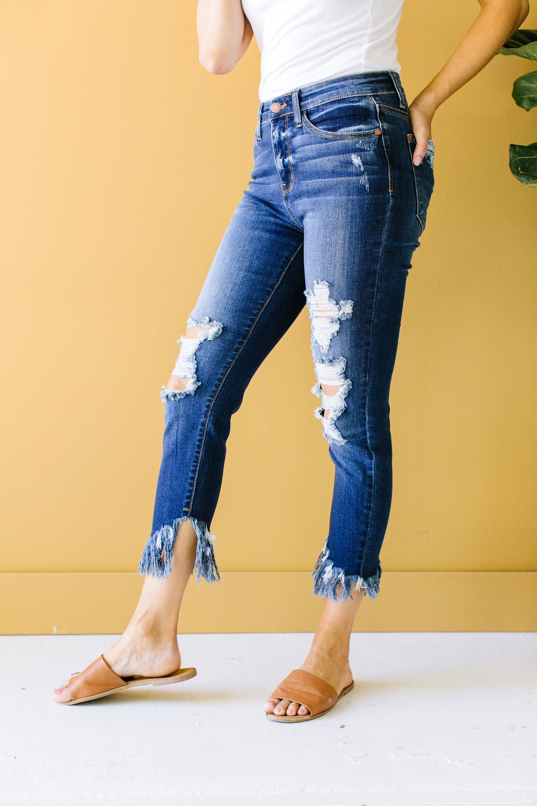 Twin Fringe Cropped Jeans