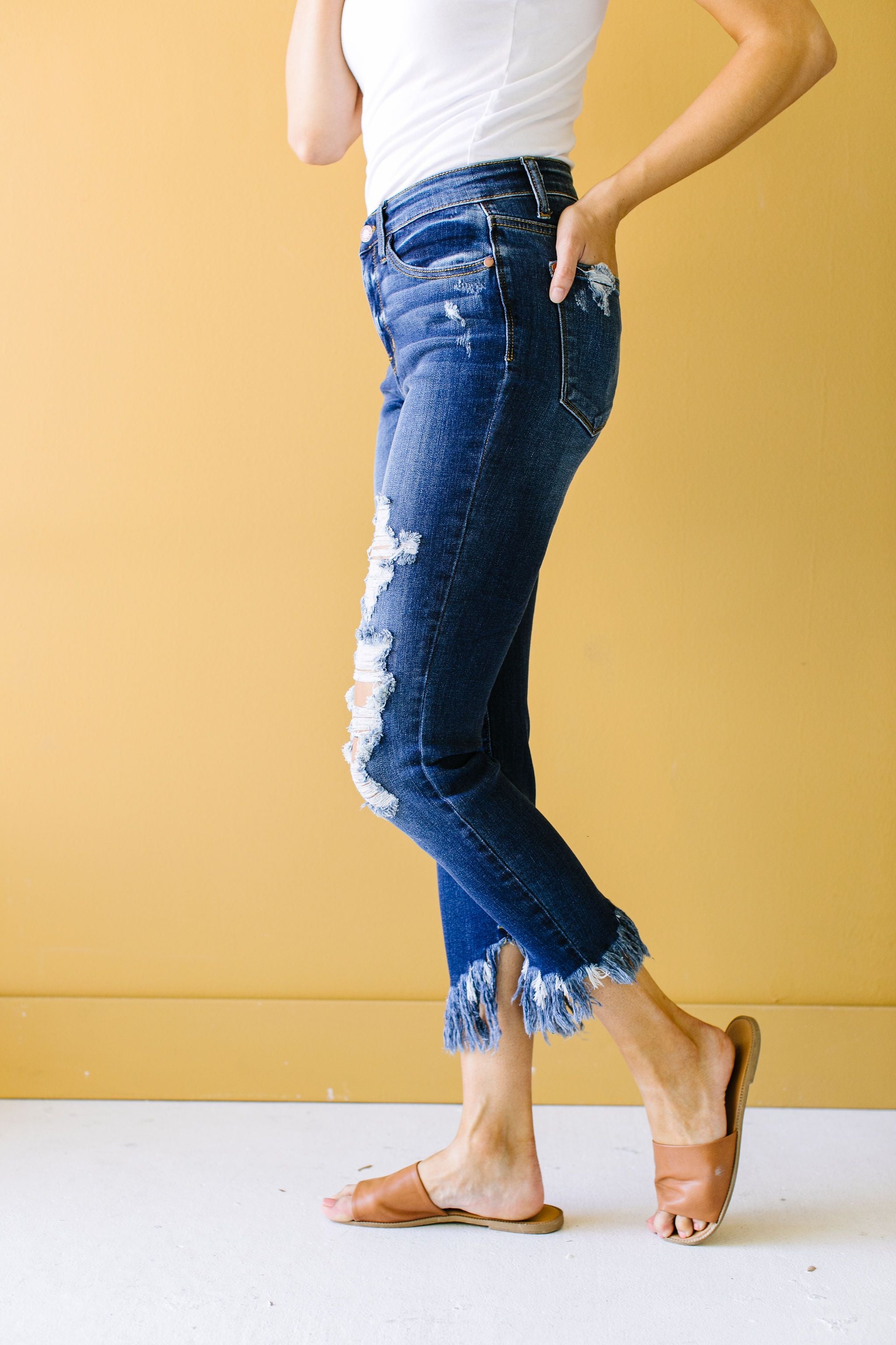 Twin Fringe Cropped Jeans
