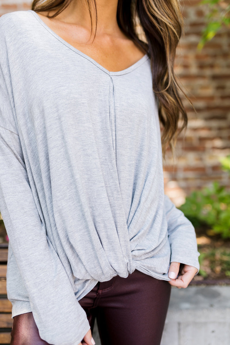 Twist And Shout Heather Gray V-Neck - ALL SALES FINAL