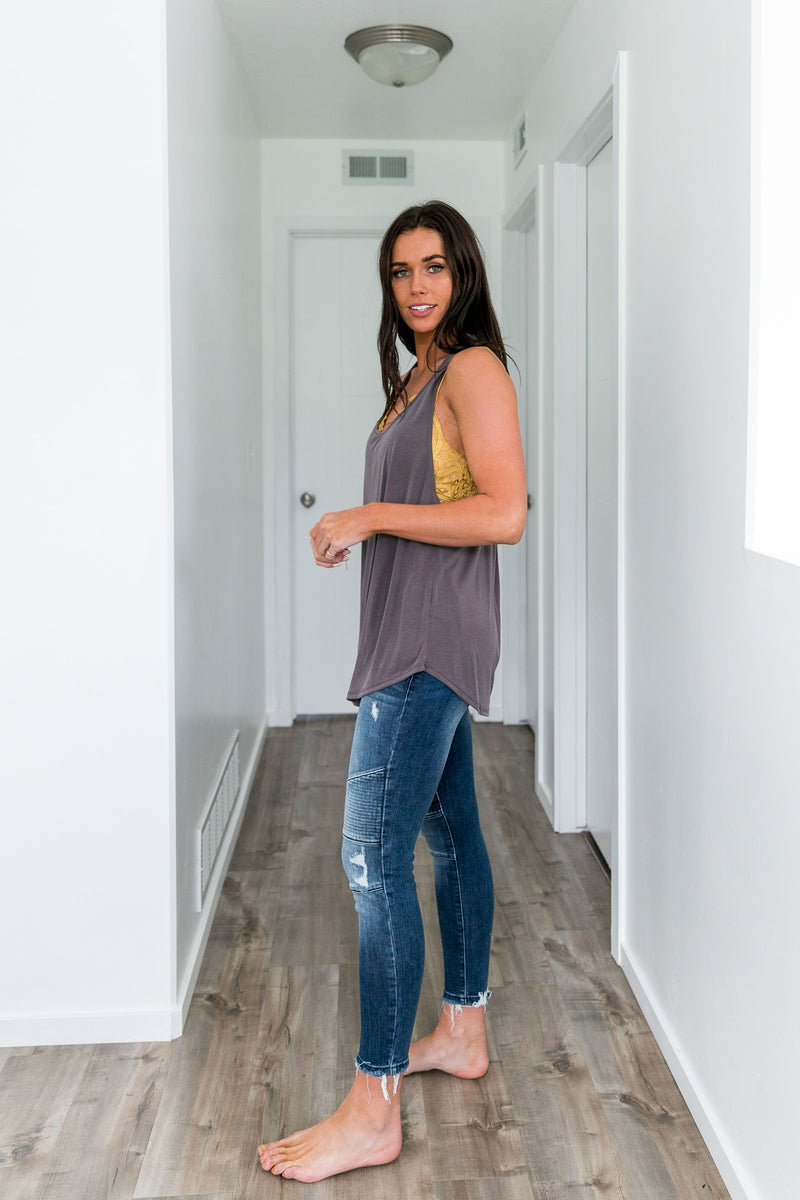 Twisted Sister Tank In Dusty Plum - ALL SALES FINAL