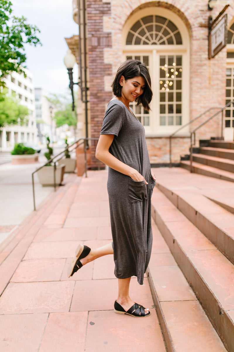 Ups and Downs Jumpsuit In Charcoal