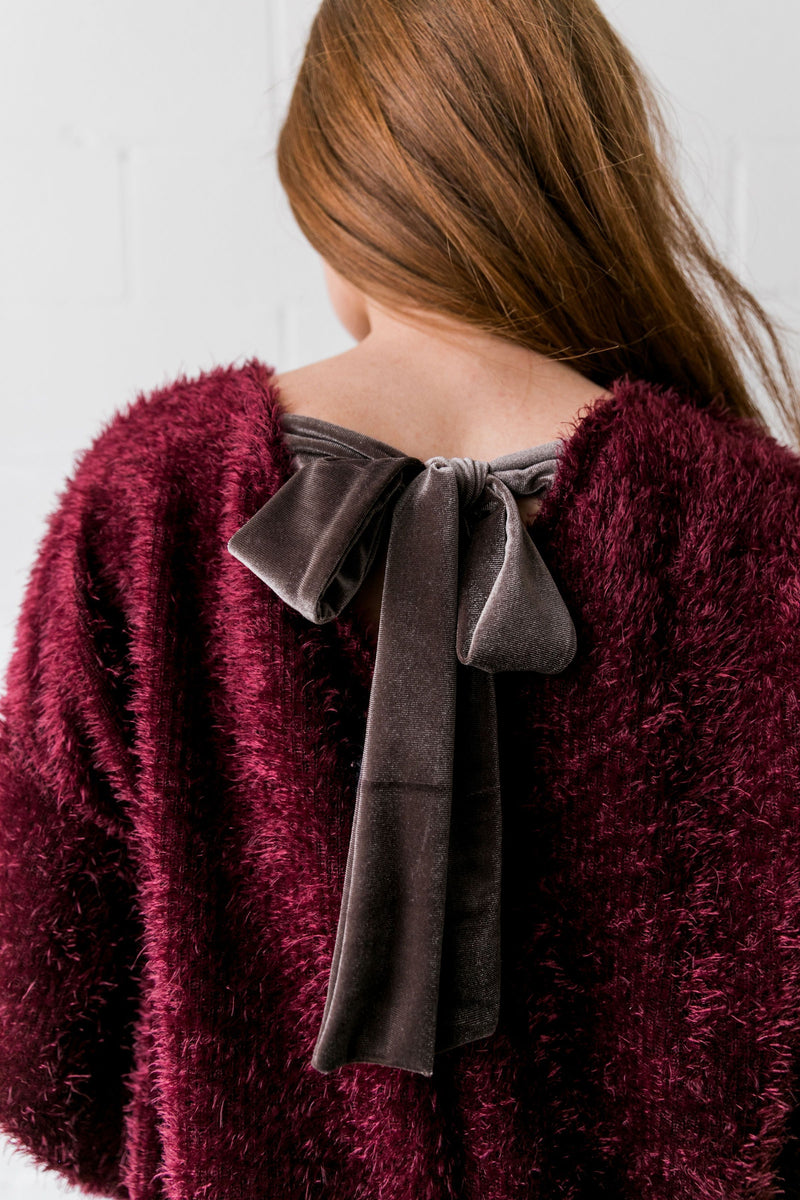 Velvet Ties Fuzzy Sweater - ALL SALES FINAL