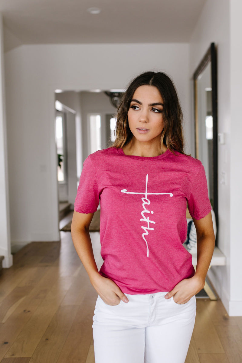 Vertical Faith Graphic Tee In Heathered Berry
