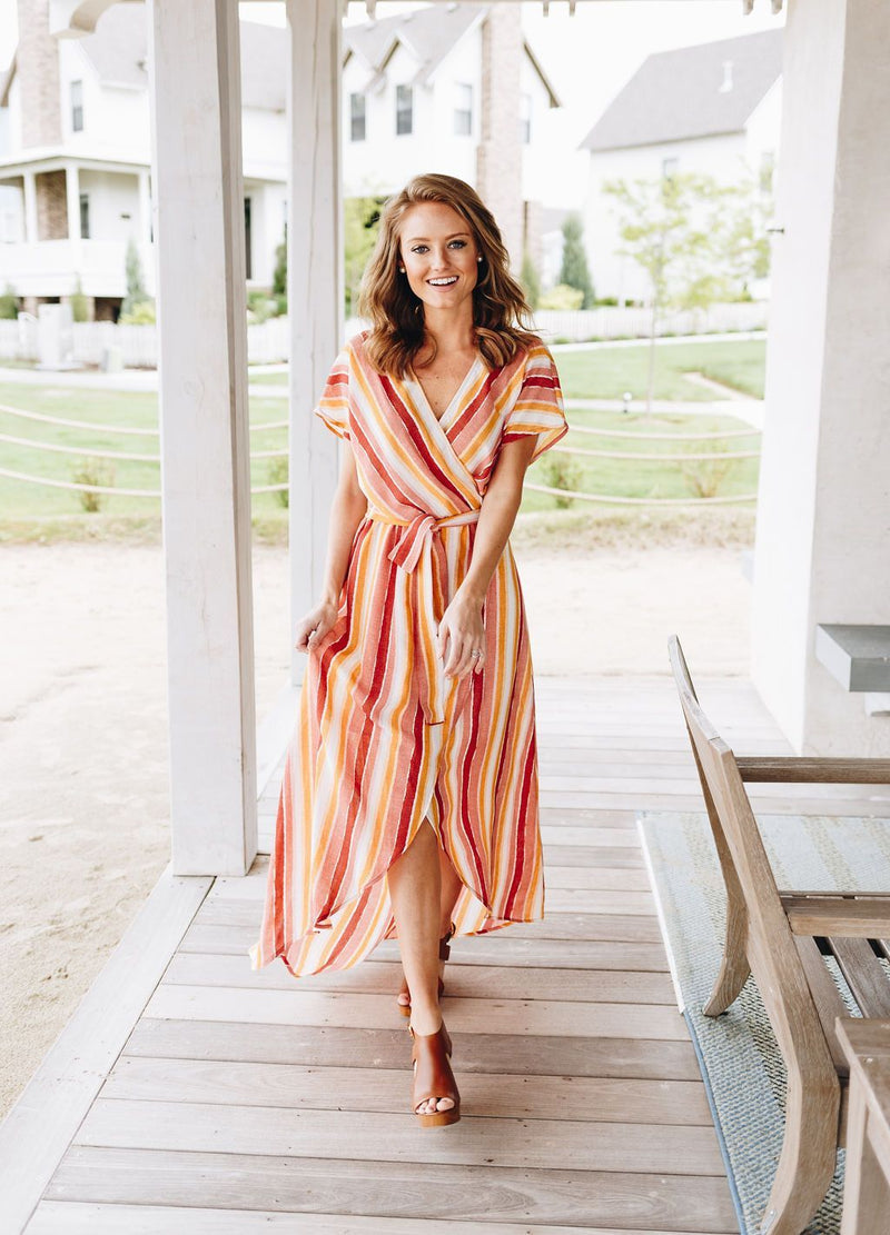 Watercolor Sunset Striped Dress
