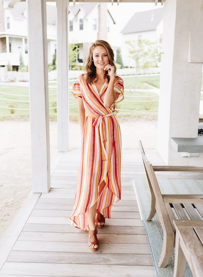 Watercolor Sunset Striped Dress
