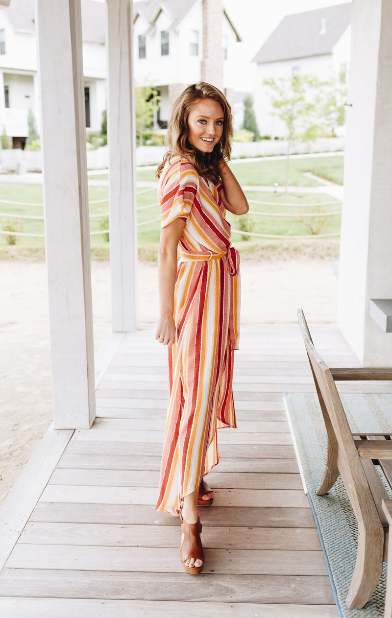 Watercolor Sunset Striped Dress