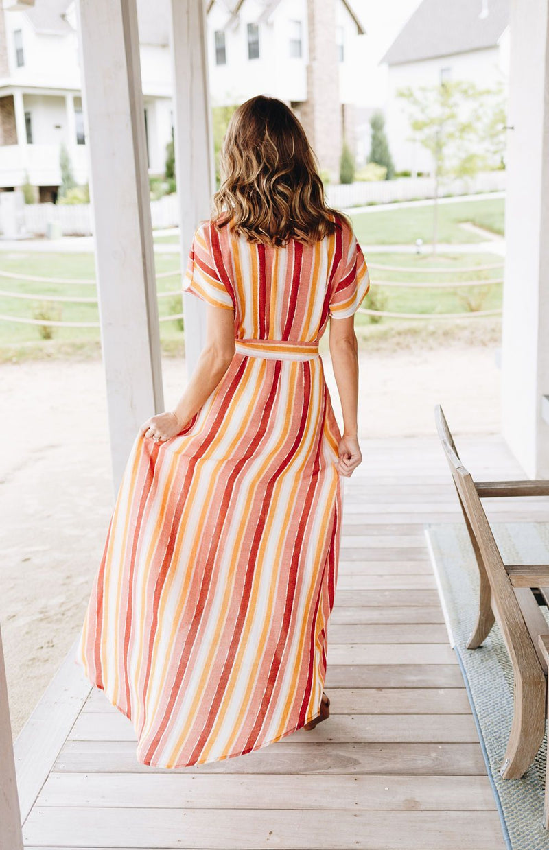 Watercolor Sunset Striped Dress