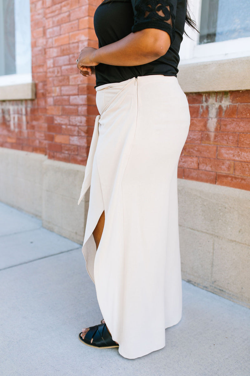Wrap Fall Up Tie Front Pants In Sand