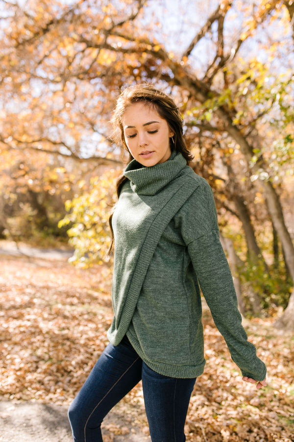 Wrap Your Arms Around Me Sweater In Hunter Green