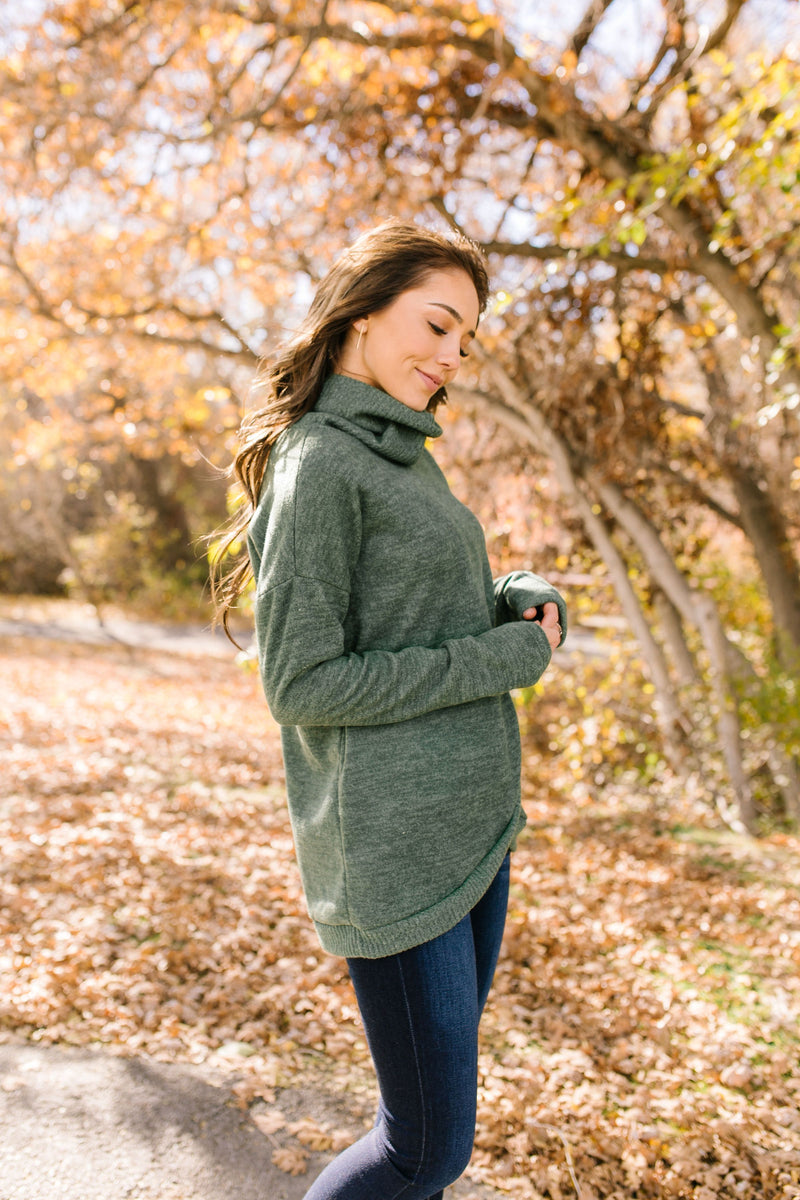 Wrap Your Arms Around Me Sweater In Hunter Green