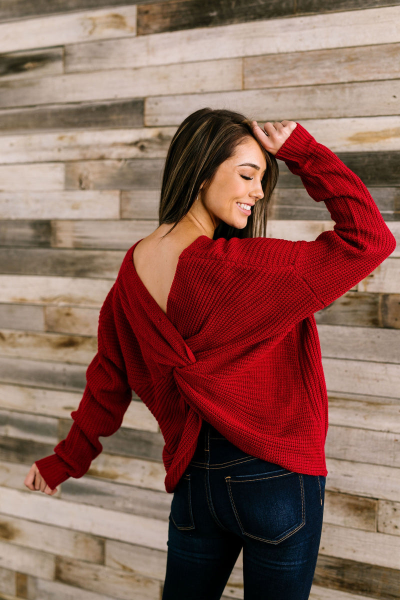 X Marks The Spot Sweater In Cranberry