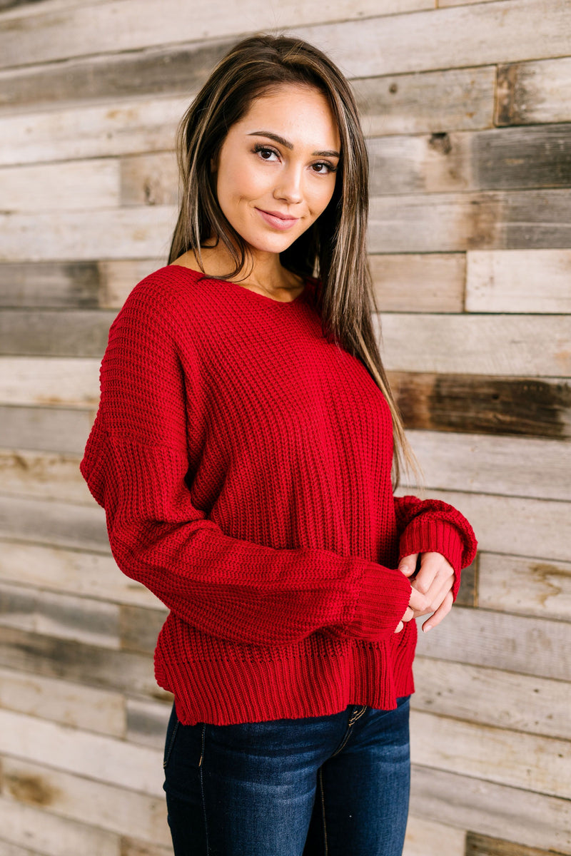 X Marks The Spot Sweater In Cranberry