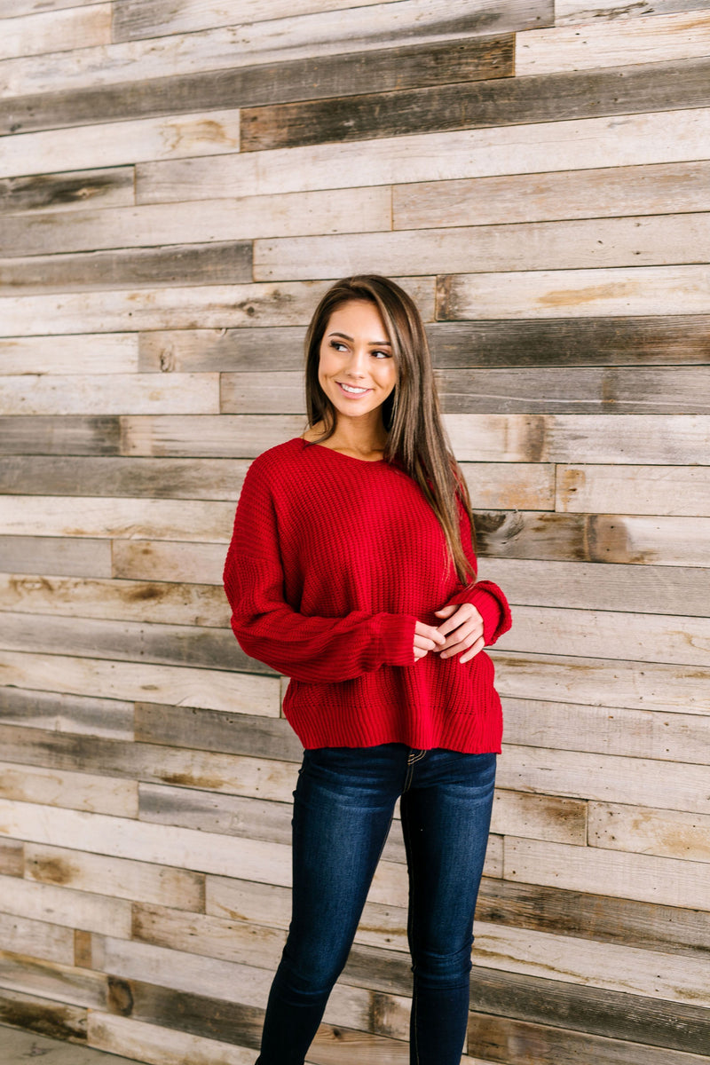 X Marks The Spot Sweater In Cranberry