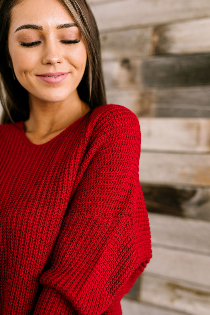 X Marks The Spot Sweater In Cranberry