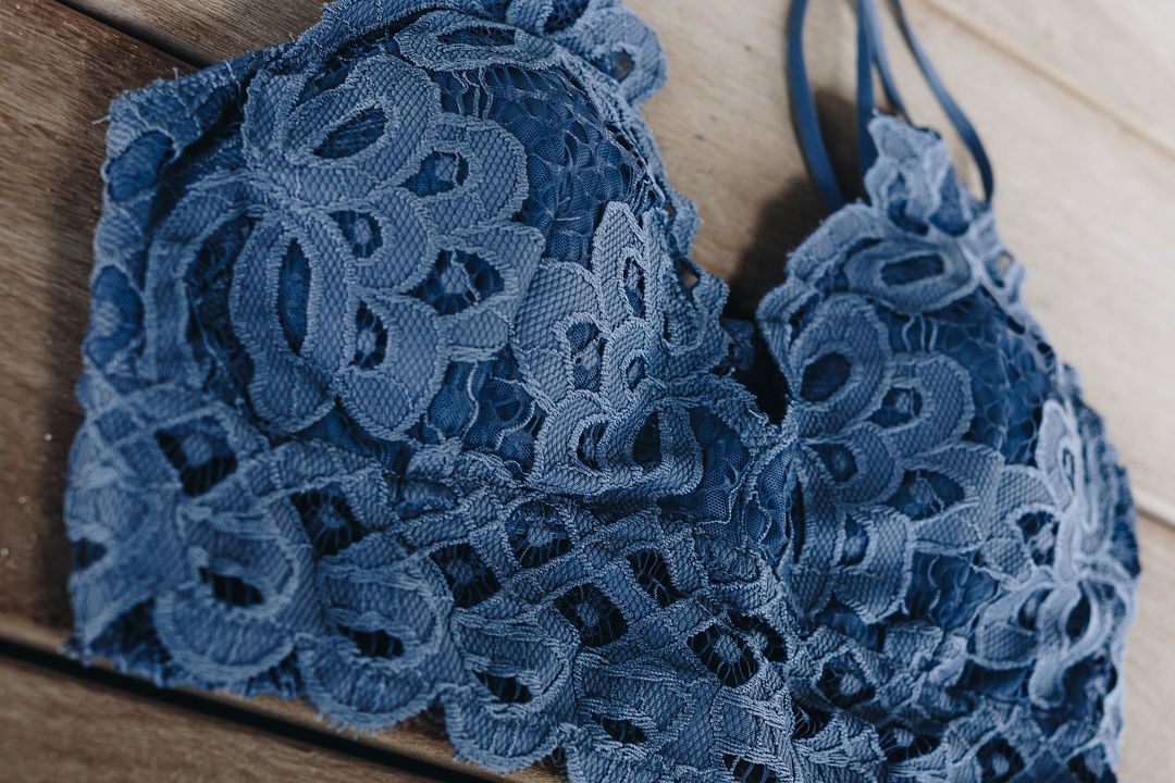 XOXO Scalloped Lace Bralette In Cornflower Blue