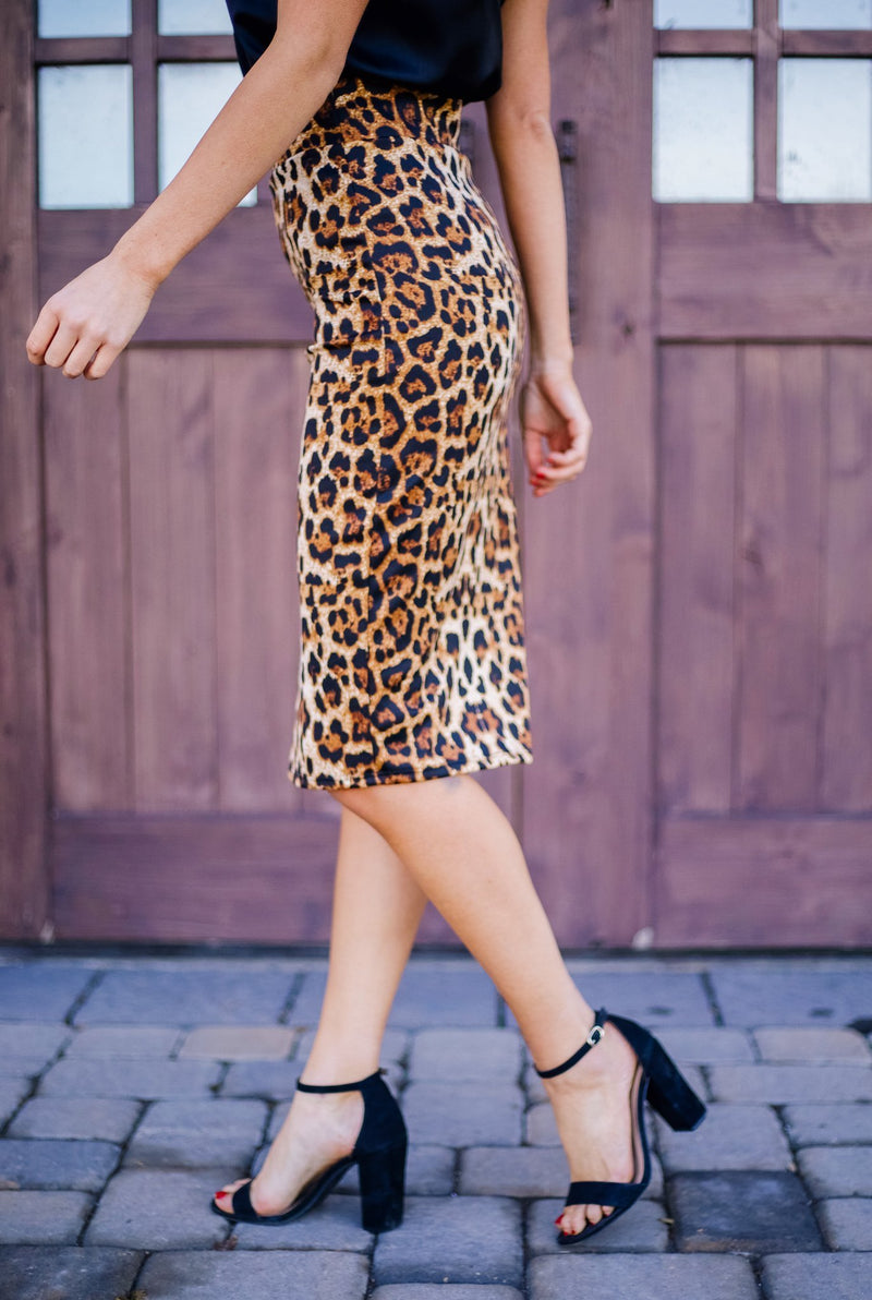 You've Been Spotted Animal Print Pencil Skirt